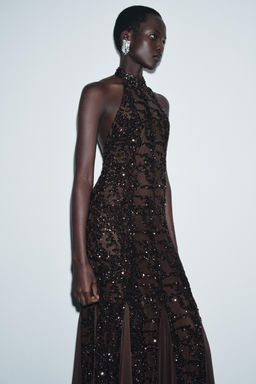 SEQUINNED HALTER DRESS - Zara фото 2