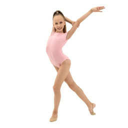 Купальник гимнастический Grace Dance, с укороченным рукавом, вырез лодочка, р. 34, цвет розовый  фото 5