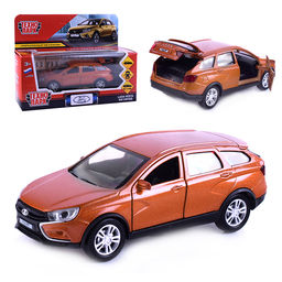 Машина металл Lada Vesta SW Cross, 12 см, (двер, багаж, золотой.)инерц, в коробке