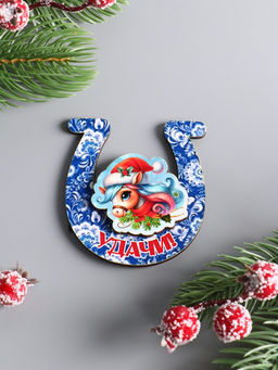 Цена за 3 шт. Магнит на холодильник 3D «Конь новогодний. Удачи», 6×6.5 см