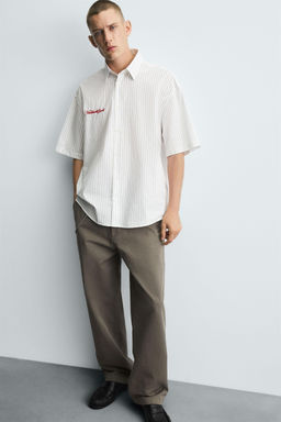 EMBROIDERED STRIPED SHIRT - Zara фото 5