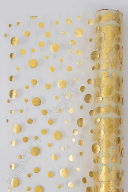 Органза 48 см*5 ярд "Кружочки" (SF-3132) золотой/кремовый Органза 48 см*5 ярд "Кружочки" (SF-3132) золотой/кремовый
