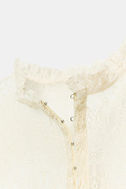 TOP CHAQUETA CORSETERA ENCAJE / Crudo