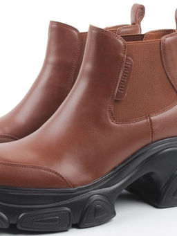 01-H23B40MB BROWN Ботинки демисезонные женские (натуральная кожа, байка)