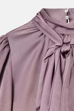 SATIN SHIRT WITH BOW - Zara фото 10