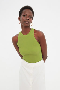 Ac?k Yesil Fitilli Ince Bluz TWOSS21BZ0090