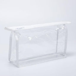 Косметичка на молнии, треугольная, средний размер, белая/прозрачная