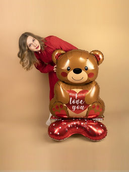 Воздушный шар фольгированный 58" Медведь с сердцем, под воздух