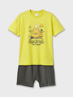 Bask?l? Erkek Bebek Ti??rt ve ?ort