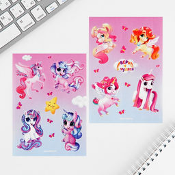 Цена за 2 шт. Подарочный набор «Яркая звездочка», блокнот А6, 32 листа, наклейки, магнитные закладки