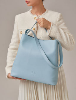 Кожаная сумка шоппер Olga DBR 30948 светло-голубой