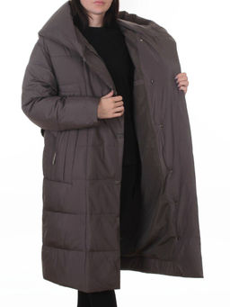 A625 GRAY/BROWN Пальто зимнее женское (200 гр. био-пух)