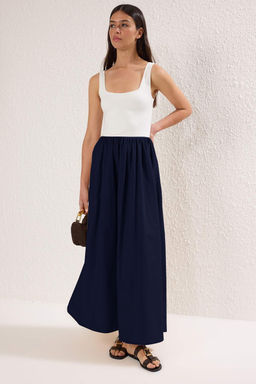 Lacivert Renk Bloklu Maxi Dokuma Elbise TWOSS25EL00867