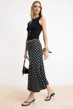 Kahverengi A-Kesim/Can Form Yuksek Bel Midi Esnek Orme Etek TWOSS26ET00063 - Trendyolmilla фото 6