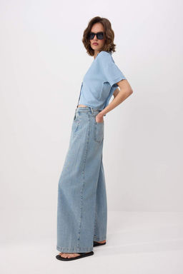 Mavi Dikis Detayl? Yuksek Bel Wide Leg Jeans TWOSS26JE00318 - Trendyolmilla фото 3