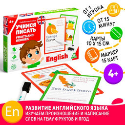 Развивающий набор пиши-стирай Учимся писать. Fruits and berries, 15 карт - Лас играс фото 8