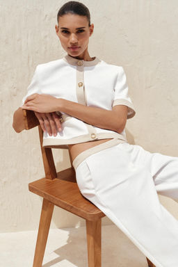 STRAIGHT-LEG TROUSERS WITH CONTRAST WAIST - Zara фото 13