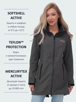 Парка спортивная женская с капюшоном softshell темно-серого цвета 9568TC - Mtforce фото 37