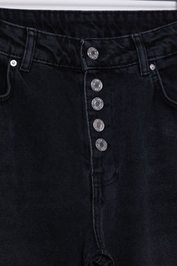 Siyah Onden Dugmeli Dusuk Bel Wide Leg Jeans TWOSS25JE00004 - Trendyolmilla фото 7