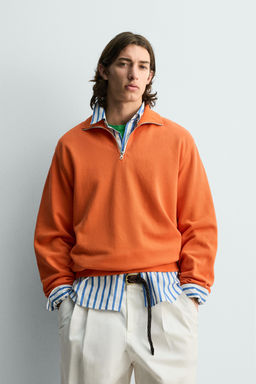 SUDADERA PIQU? CUELLO CREMALLERA / Naranja - Zara фото 2