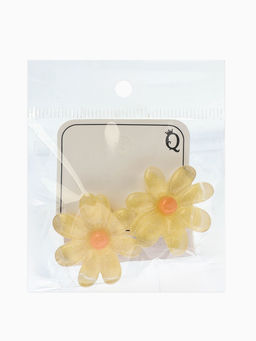 Цена за 3 шт. Серьги пластик «Цветочек летний» с блёсткой, жёлтые