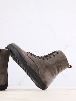 Босоногие ботинки 351.NATAbl.Серый замок замша/байка