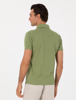 A__k Ye_il Slim Fit Polo Yaka Pamuklu Basic T-shirt - Cacharel фото 5