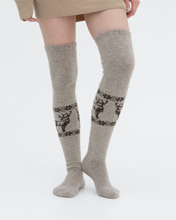 Теплые чулки из 100% шерсти с рисунком серые - Bodio's фото 3