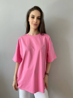 K11662 Футболка OVER SIZE (плотный хлопок) РОЗОВЫЙ
