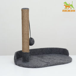 Лежанка с когеточкой Пижон, фетровая, овальная, 55 х 36 х 47 см, джут, темно-серая