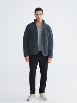 Dik Yaka Pel?? Erkek Fermuarl? Sweatshirt