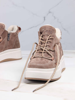 Ботинки 229.windybe. Серо-коричневая замша/Шерсть