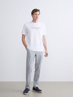 Bisiklet Yaka Bask?l? Erkek Ti??rt