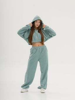 Костюм из спортивной ткани найк футер утепленный, мята (велюр эффект) - Knitka wear фото 2