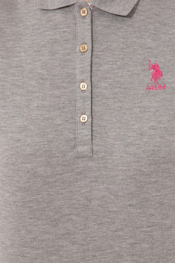 Женская серая меланжевая футболка с воротником поло Basic - U.s. polo assn фото 12