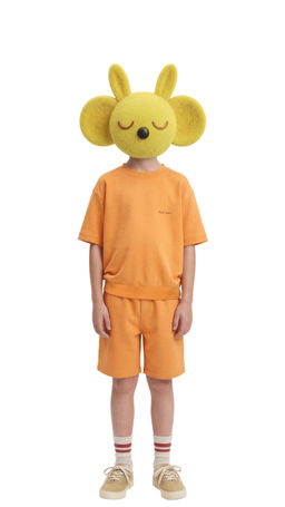 SUDADERA MANGA CORTA TEXTO RELIEVE / Naranja