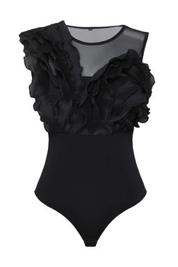 TRENDYOLMILLA Siyah Tul Detayl? F?rf?rl? Orme Body TPRSS25BD00010