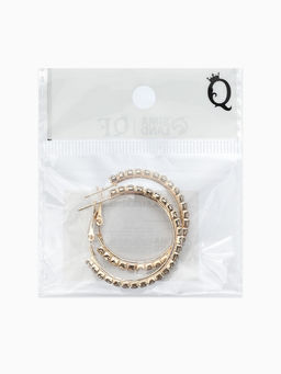 Цена за 2 шт. Серьги-кольца со стразами d=3,5см, цвет белый в золоте