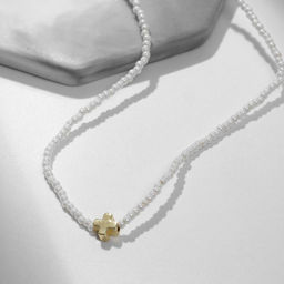 Чокер №2 Майорка крестик, цвет белый в золоте, 36+5см удлинитель