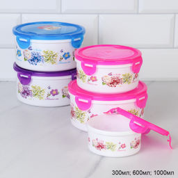 Салатник круглый 3 штуки с крышками / S3K /уп 72/ 300, 600, 1000 мл - ГалеонТрейд фото 5