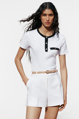 T-SHIRT WITH CONTRASTING TRIMS - Zara фото 2