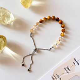 Браслет регулируемый из камней для проработки третьей чакры "Манипура" от 15 см