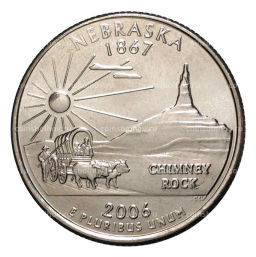 Монета 25 центов (1/4 доллара) 2006 года P США Штаты и территории Небраска