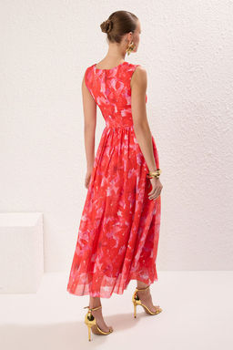 TRENDYOLMILLA Kahverengi Pencere/Cut Out Detayl? Orme Tul Elbise TPRSS24EL00022 фото 12