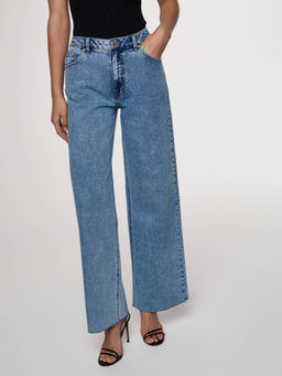CONTE CON-637 Широкие джинсы wide leg с необработанным краем light blue