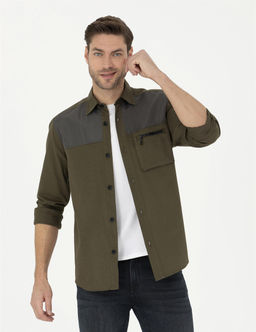 Haki Comfort Fit Uzun Kollu G_mlek