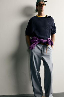 PANTAL?N CHINO LAVADO RELAXED FIT / Celeste lavado - Zara фото 5