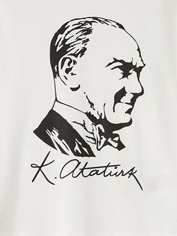 Bisiklet Yaka Atat?rk Bask?l? Erkek ?ocuk Ti??rt