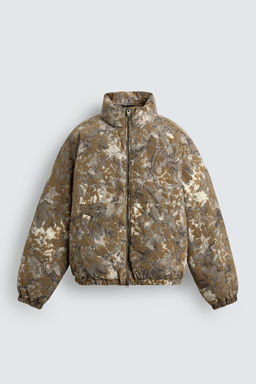 FLOCKED PRINT PUFFER JACKET