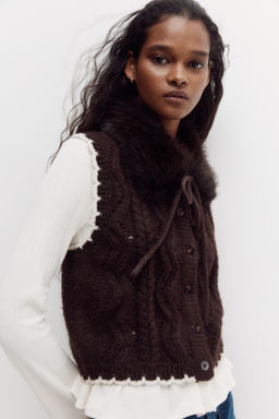 Chaleco en punto trenzado con cuello - H&m фото 6